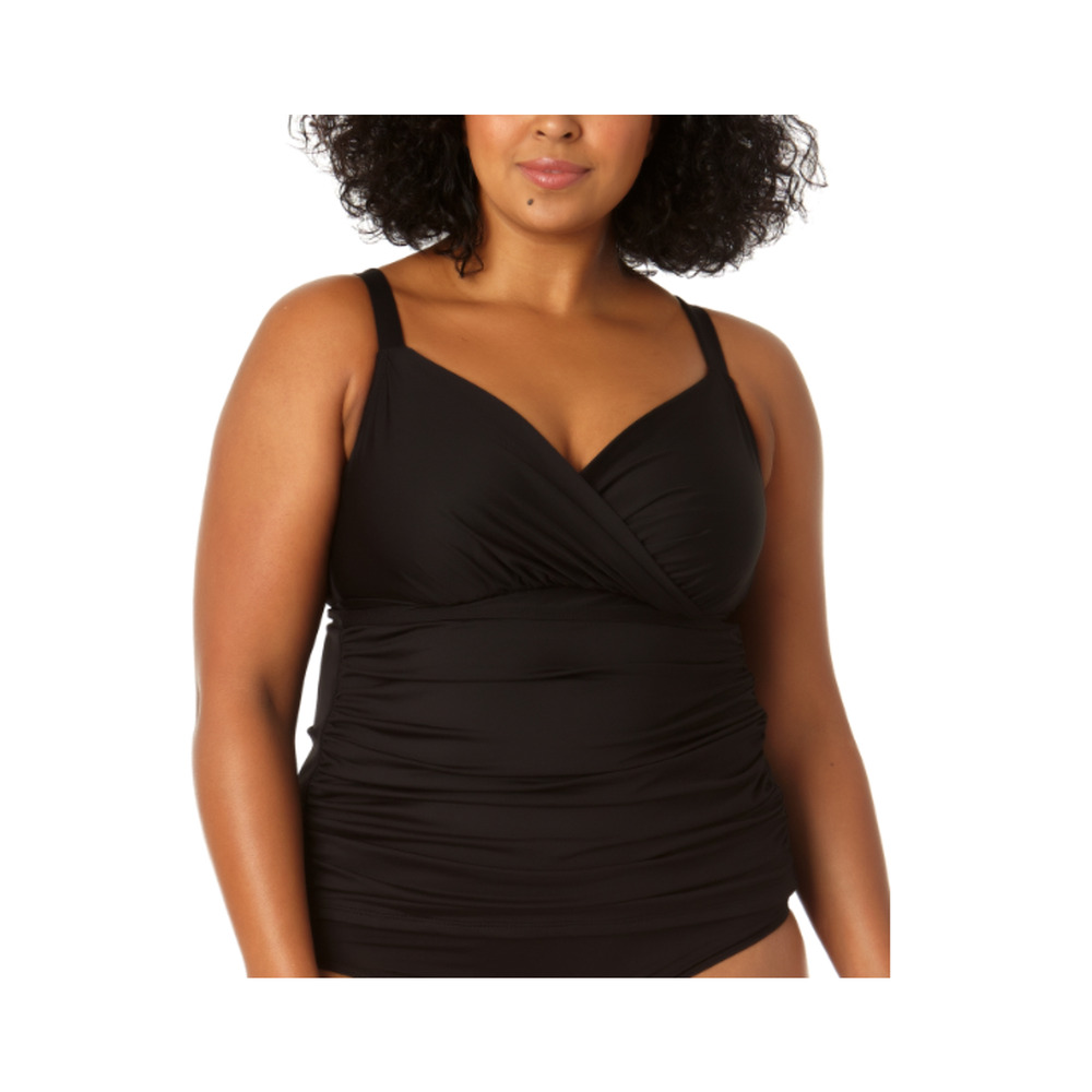Anne Cole Plus Size Underwire Tankini Top Black Size 18W 2507